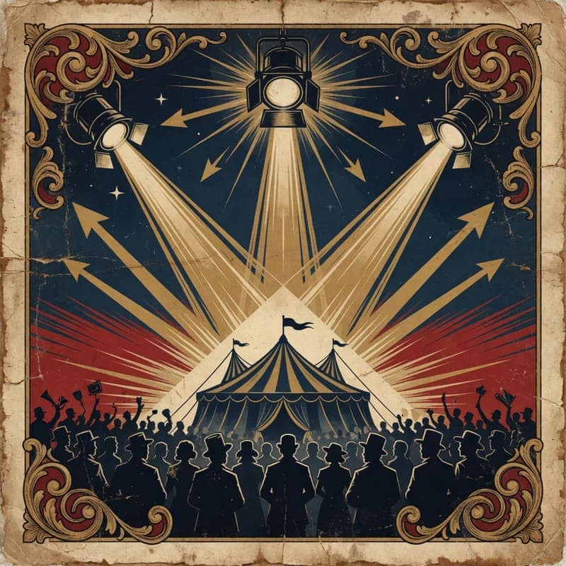 Spotlights and searchlight beams drawing a crowd to the big top — SEO and visibility